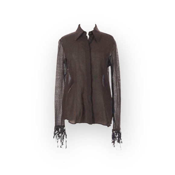 Luxury: Isa Arfen Ready To Wear ꧁ That 90'S Shirt Plaid Wool Sequins ꧂ Hot Choco - Picture 10 of 17